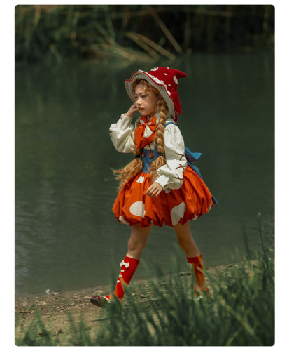 The Wizard of OZ Little Red Riding Hood Mushroom Kids Girl Halloween Costume