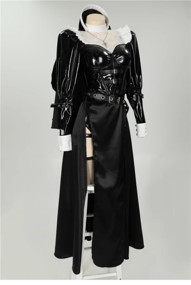 Halloween Gothic Nun PU Cosplay Costume