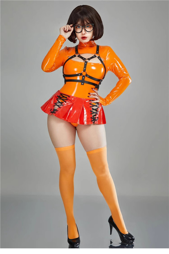 PU Bodysuit Sexy Velma Costume