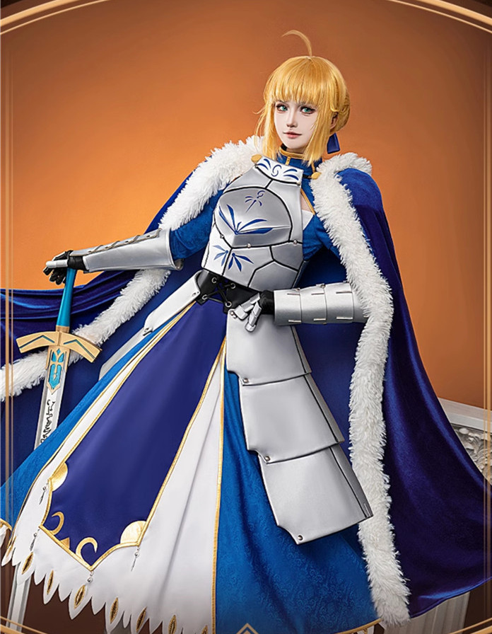 Fate Stay Night Alter Altria Pendragon Blue Dress Saber Cosplay Costume