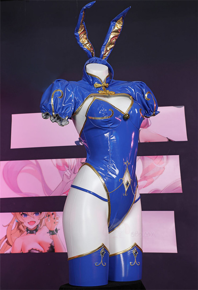 Street Fighter Chun Li  Cheongsam Bunny Girl PU Leather Bodysuit Jumpsuit Sexy Cosplay Costume