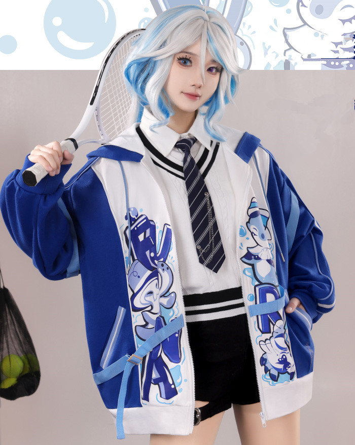 Genshin Impact Furina Derivative Hoodies Jacket Daily Leisure Sweatshirt