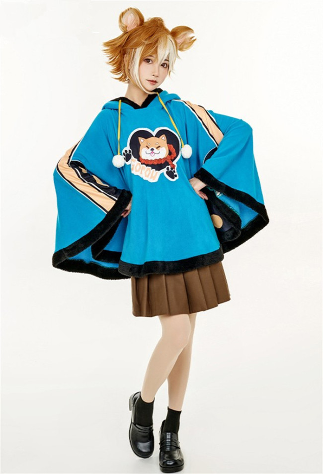 Genshin Impact Female Gorou Miss Hina Cosplay Derivative Cape Kawaii Dog Ears Hooded Cloak