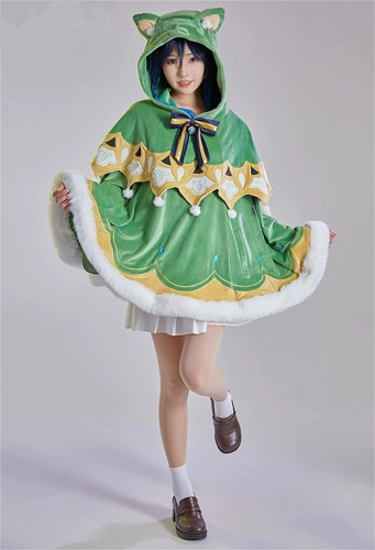 Genshin Impact Venti Cosplay Derivative Wool Cape Coat Hooded Cloak