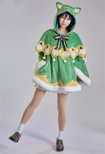 Genshin Impact Venti Cosplay Derivative Wool Cape Coat Hooded Cloak