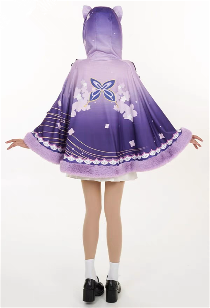Genshin Impact Raiden Shogun Cosplay Derivative Pullover Cape Coat Hooded Cloak
