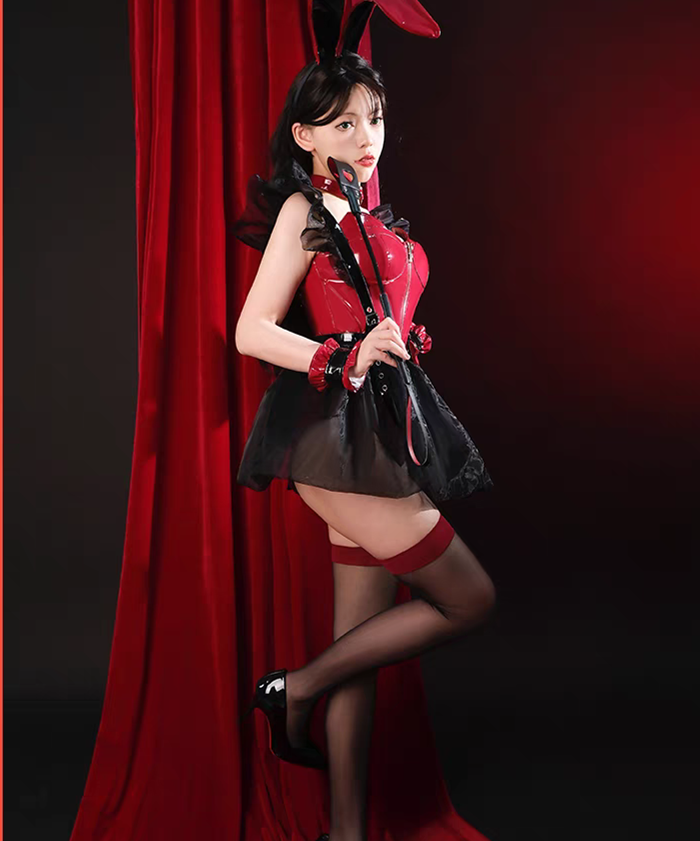 Sexy Bunny Girl Uniform Patent Leather Jumpsuit Cosplay Costume