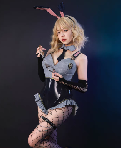 Sexy Bunny Girl Police Officer Uniform One Piece Bodysuit Cosplay Costume