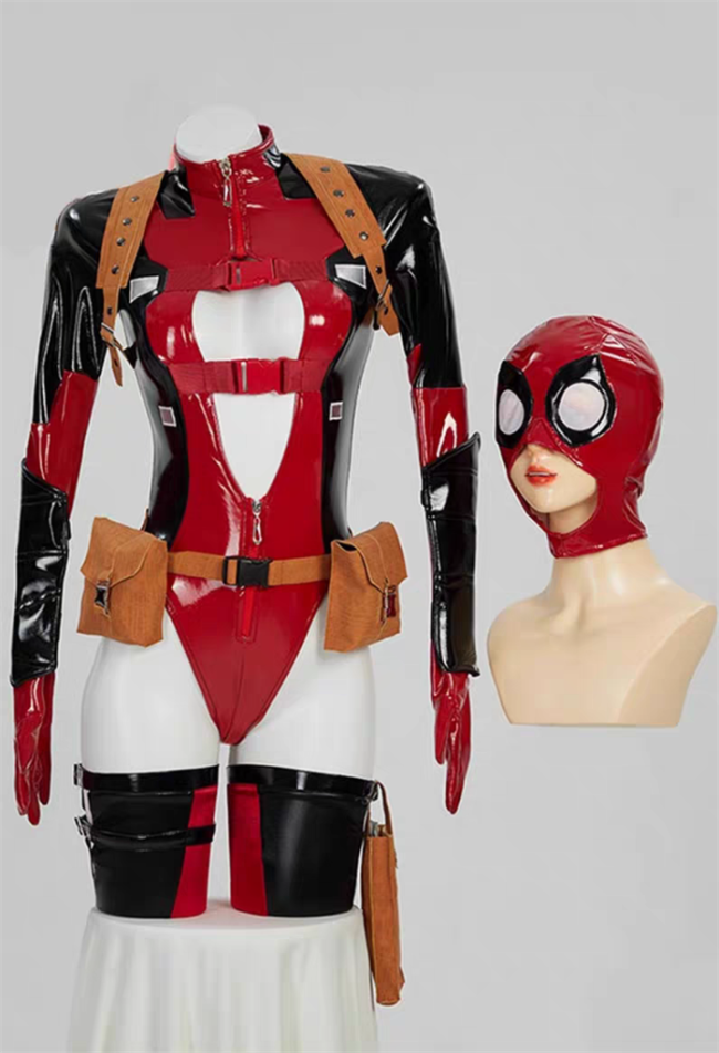 Marvel Superhero Wade Winston Wilson Deadpool PU Bodysuit Cosplay Costume