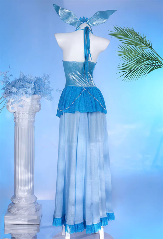 Deep V Cutout One Piece Bathing Suit Bunny Halter Swimsuit Cosplay Costume