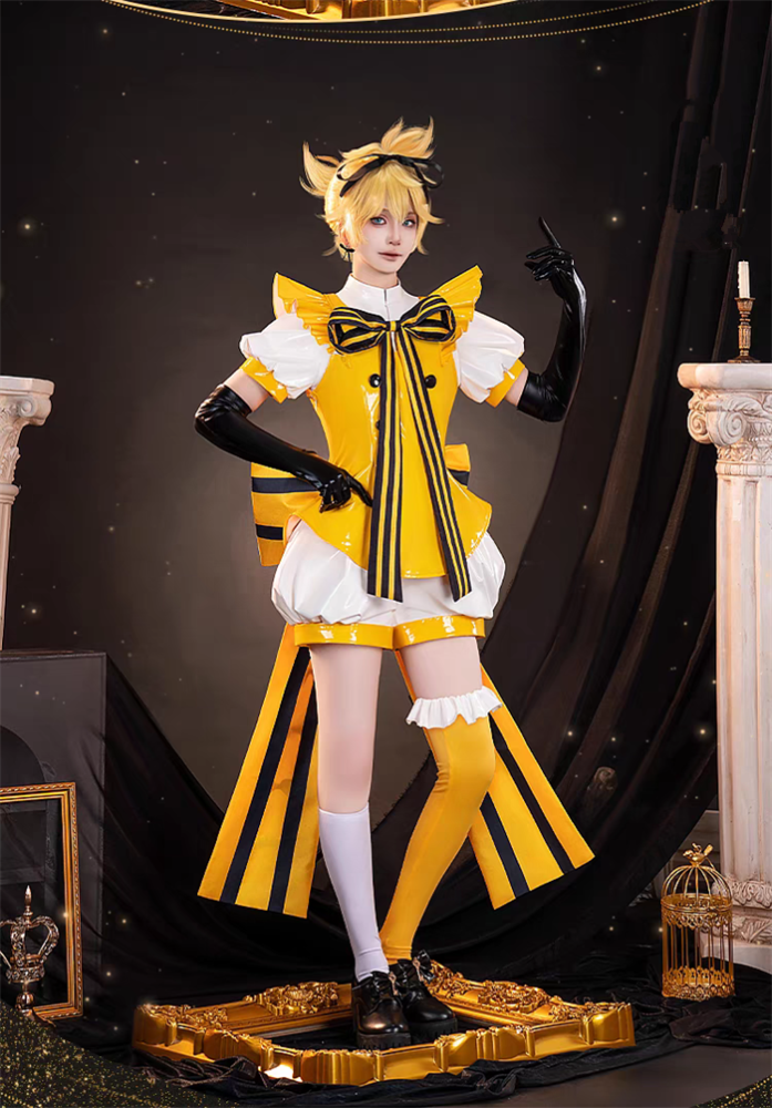 Vocaloid Hatsune Miku Twins Bowknot Outfits Kagamine Rin and Kagamine Len Cosplay Costume