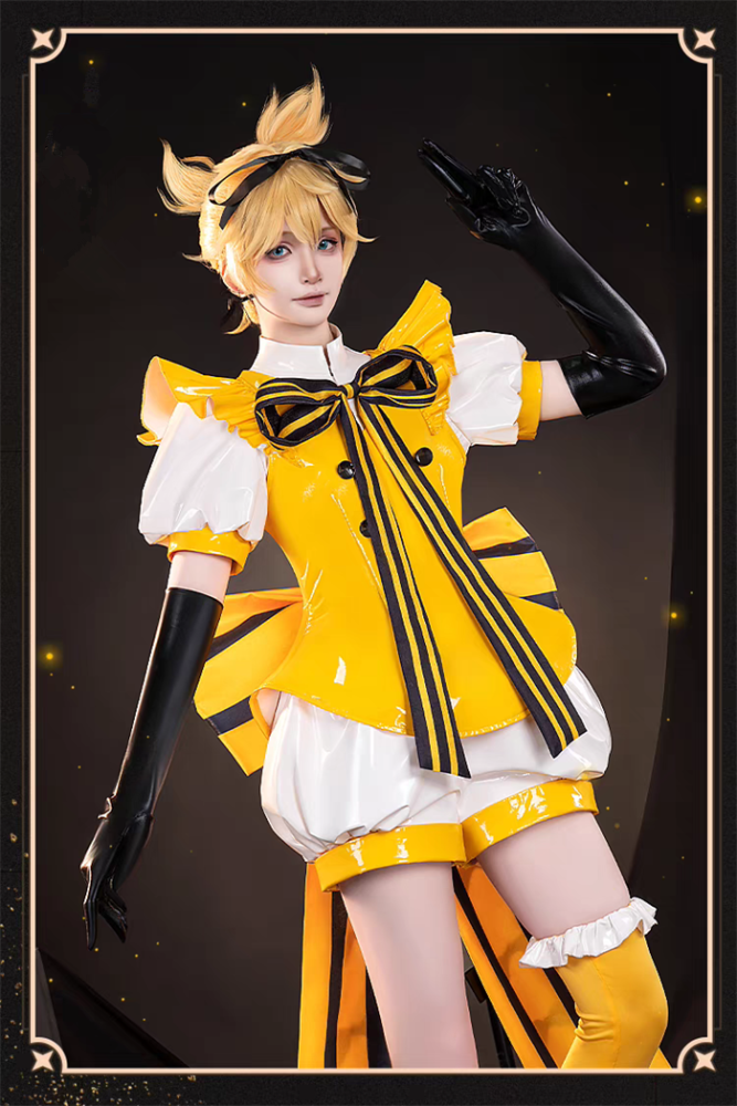 Vocaloid Hatsune Miku Twins Bowknot Outfits Kagamine Rin and Kagamine Len Cosplay Costume