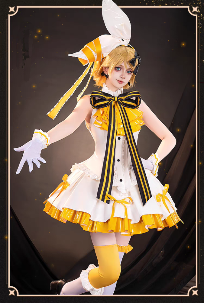 Vocaloid Hatsune Miku Twins Bowknot Outfits Kagamine Rin and Kagamine Len Cosplay Costume