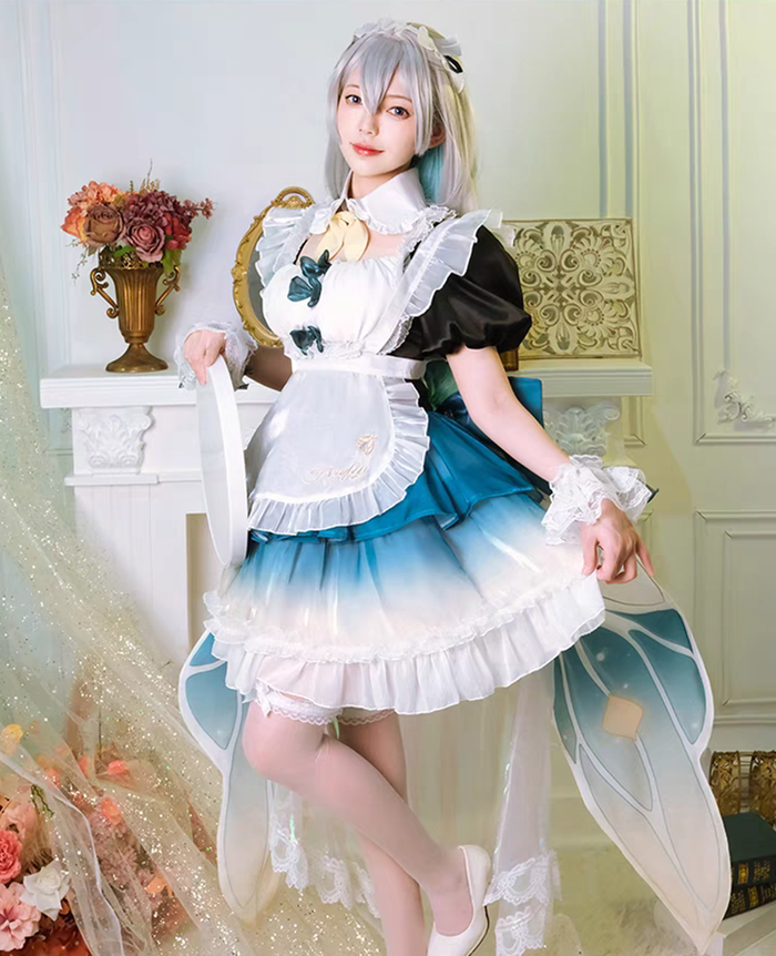 Honkai: Star Rail Firefly Maid Cute Dress Cosplay Costume with Butterfly Tailing