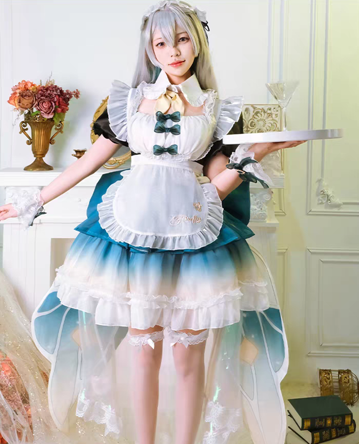 Honkai: Star Rail Firefly Maid Cute Dress Cosplay Costume with Butterfly Tailing
