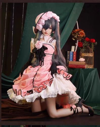 Black Butler Kuroshitsuji Ciel Phantomhive Robin Short Dress Cosplay Costume