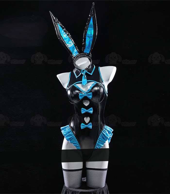 Vocaloid Hatsune Miku Sexy Bunny Girl Cut-out PU Bodysuit Jumpsuit Cosplay Costume