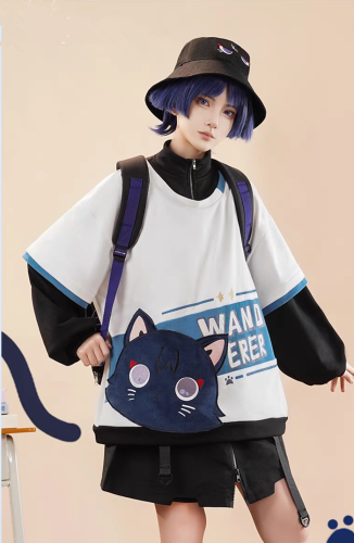 Genshin Impact Balladeer Derivative Doujin Cat Pullover Sweatshirt Casual Wear