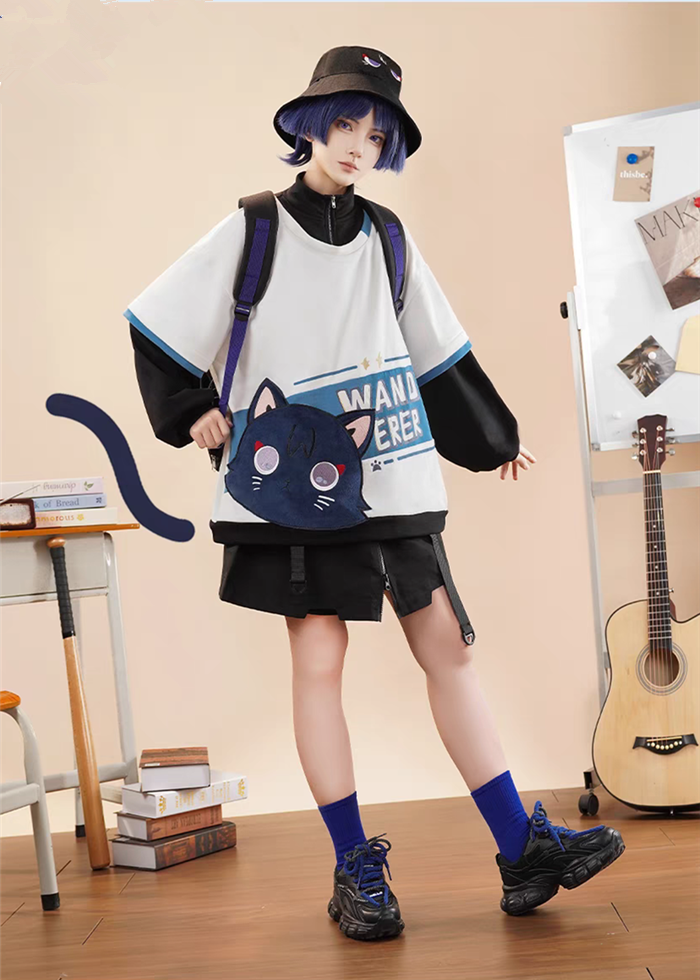 Genshin Impact Balladeer Derivative Doujin Cat Pullover Sweatshirt Casual Wear