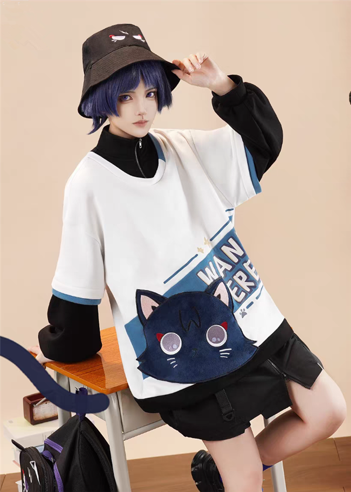 Genshin Impact Balladeer Derivative Doujin Cat Pullover Sweatshirt Casual Wear