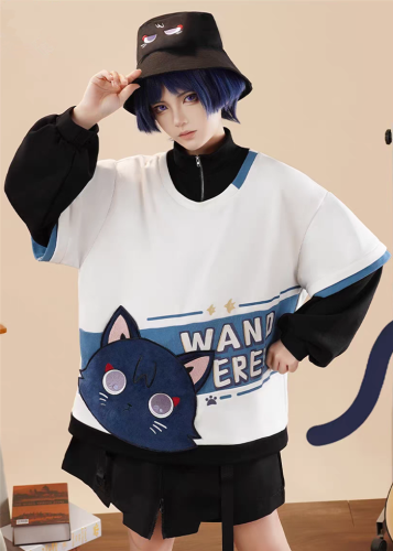 Genshin Impact Balladeer Derivative Doujin Cat Pullover Sweatshirt Casual Wear