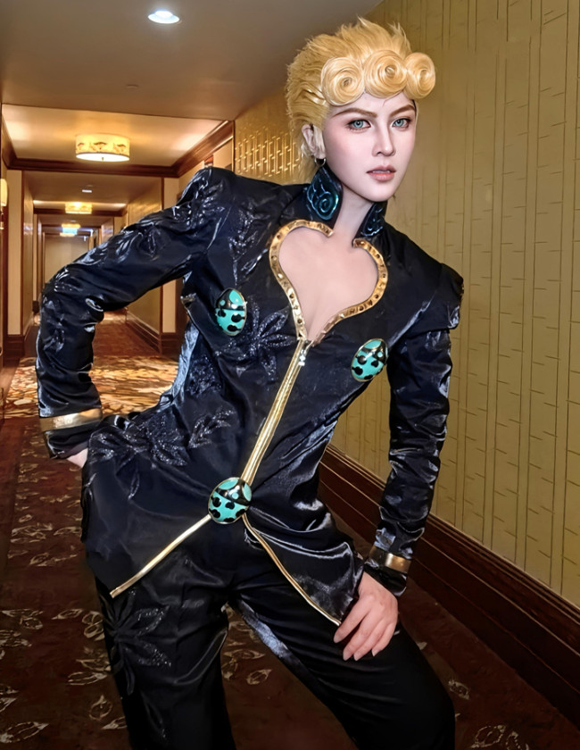 JoJo's Bizarre Adventure Gold Experience Giorno Giovanna Black Cosplay Costume