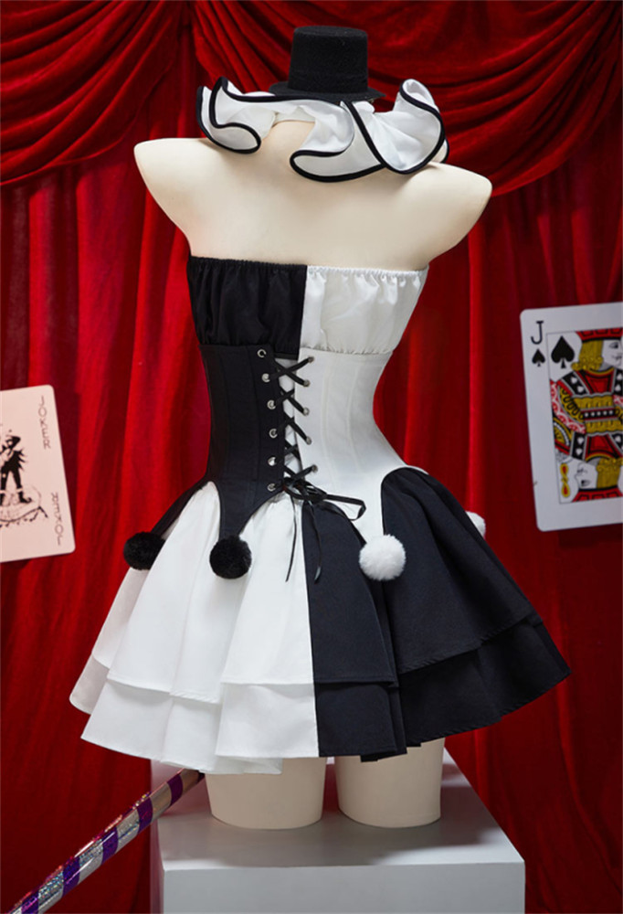 Cute Sexy Halloween Gothic Terrifier Clown Black White Outfits Cosplay Costume