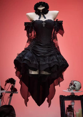 Black Y2k Princess Lolita Dress Goth Halloween Costume