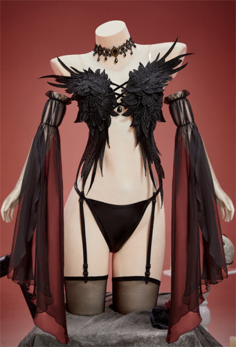 Cute Sexy Fallen Dark Angel Halloween Goth Suit Cosplay Costume
