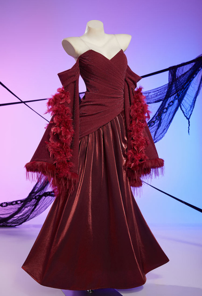 Scarlet Witch Christmas Red Gown Off the Shoulder Dress Halloween Cosplay Costume