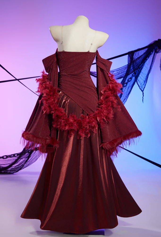 Scarlet Witch Christmas Red Gown Off the Shoulder Dress Halloween Cosplay Costume