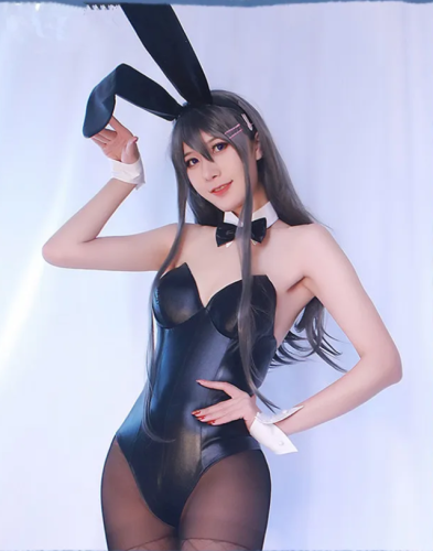 Woman Sexy Cute Japanese Style Backless Bodysuit Black Bunny Girl Cosplay Costume