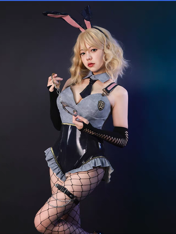 Sexy Bunny Girl Police Officer Uniform One Piece Bodysuit Cosplay Costume