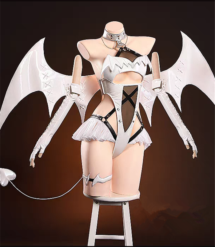 PU White Angel Sexy Little Devil Demon Lingerie Costume