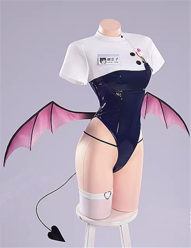 Shinny PU Devil Sexy Nurse Lingerie Costume Jumpsuits