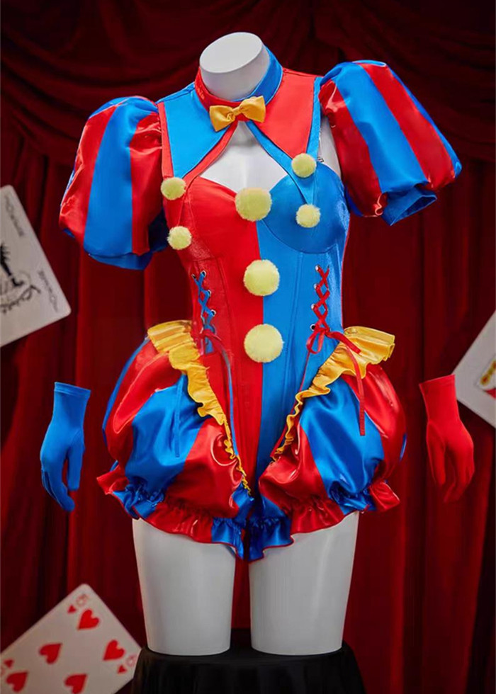 Bbunny Derivative Clown Circus Women Halloween Costume Bodysuit with Hat