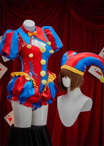 Bbunny Derivative Clown Circus Women Halloween Costume Bodysuit with Hat