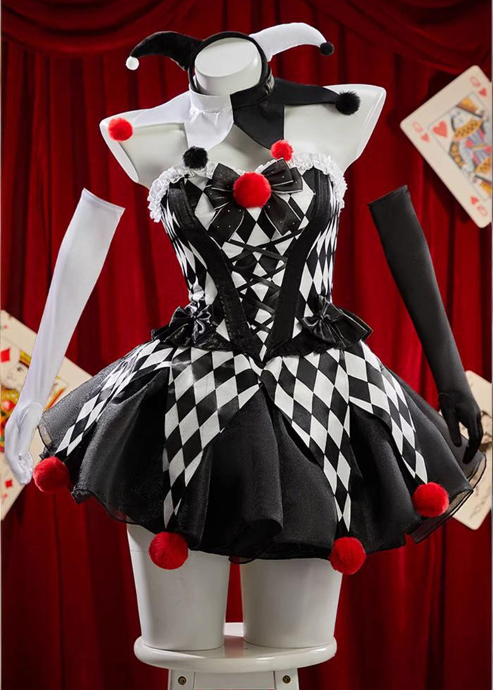Bbunny Circus Joker Gothic Dress Clown Women Halloween Costume