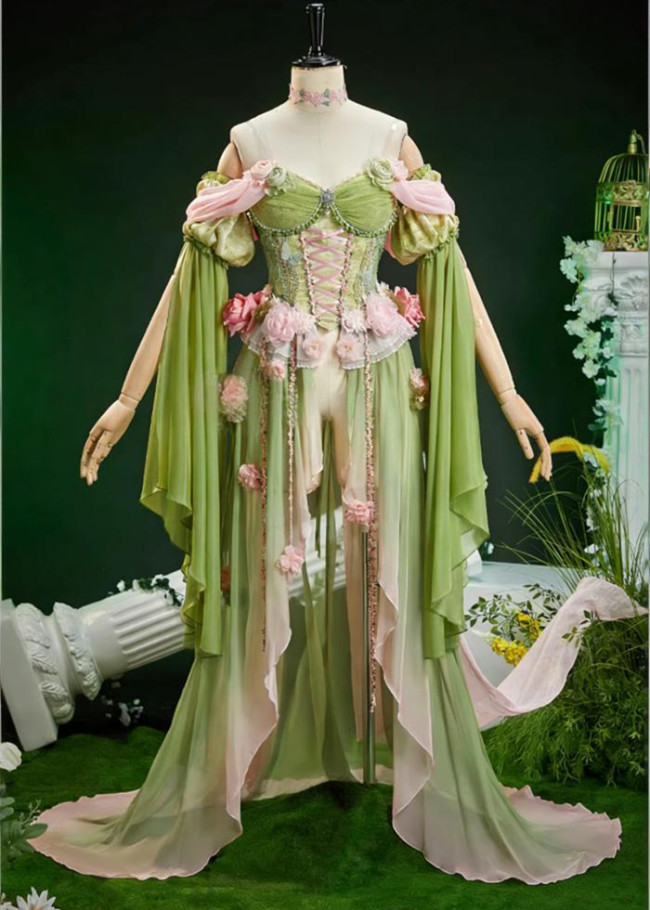 Bunny Spring Forest Butterfly Spirit Fairy Corset Dress Elf Cosplay Costume