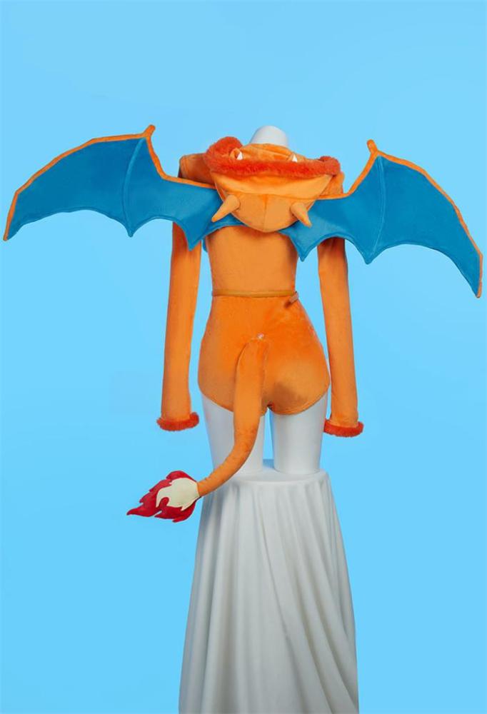 Cute Lingerie Plush Fluffy Jumpsuit Bodysuit Romper Hooded Homewear Derivative Dragon Cosplay Costume with Wings Tail