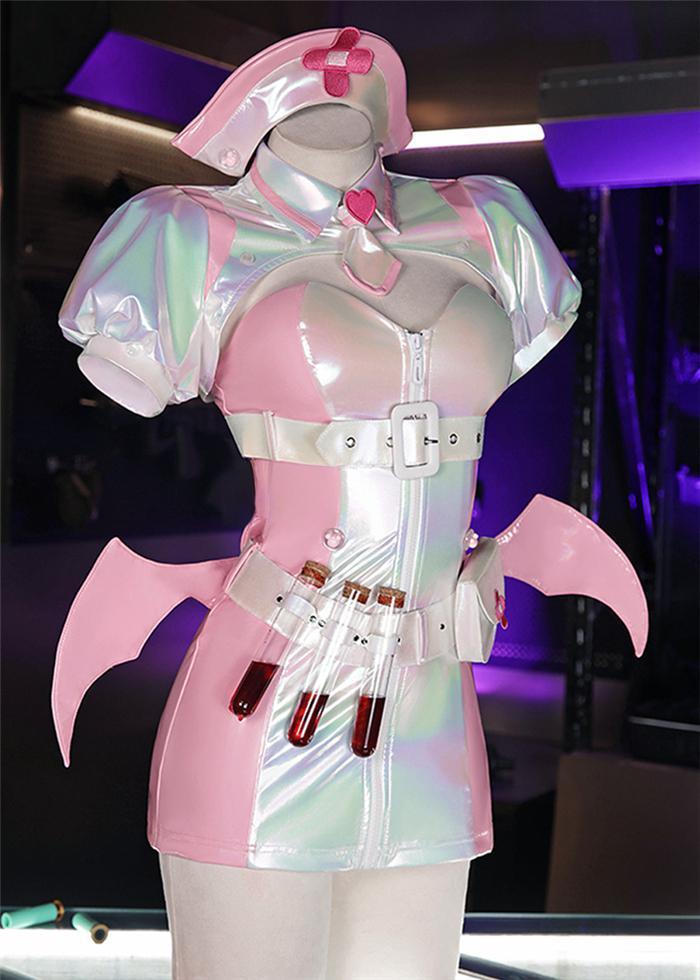 Cute Pink Sexy Nurse Costume Bodysuit Dress