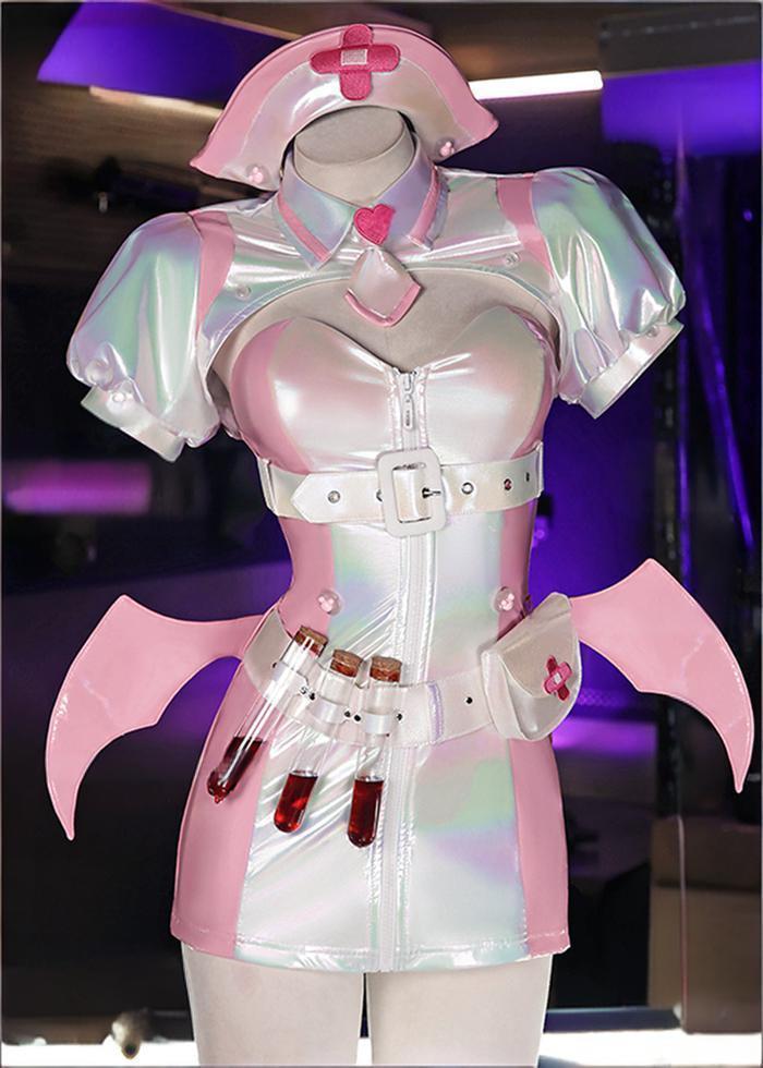 Cute Pink Sexy Nurse Costume Bodysuit Dress