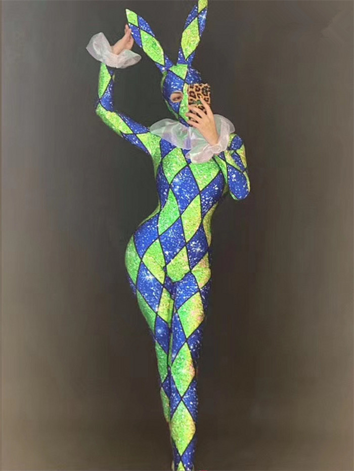 Cute Shiny Jumpsuit Bodysuit Stage Performer Bunny Girl Christmas Party Club Halloween Costume