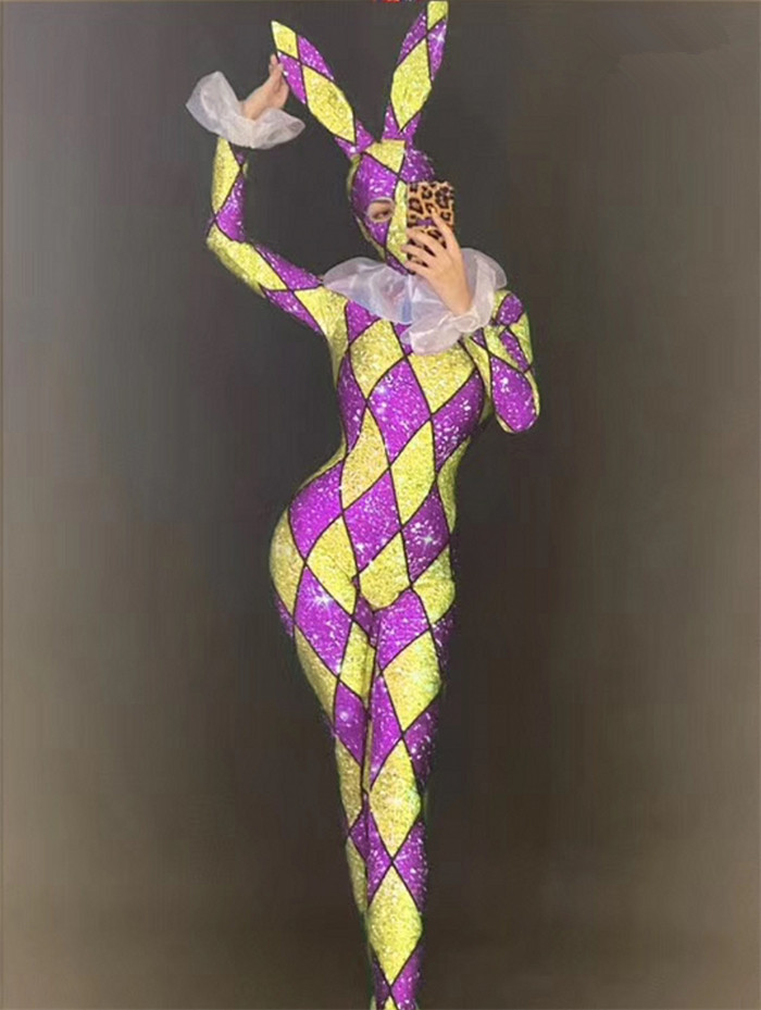 Cute Shiny Jumpsuit Bodysuit Stage Performer Bunny Girl Christmas Party Club Halloween Costume