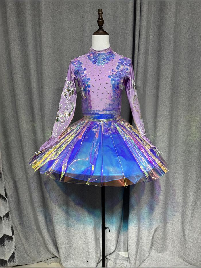 Reflective Colorful Dopamine Dressing Amusement Park Parade Spirit Fairy Elf Groovy Holographic Nightclub Performance Outfits Festival Event Stage Rave Gogo Costumes