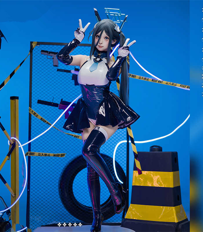 Shinny PU Battle Dress Derivative Tendou Arisu Cosplay Costume