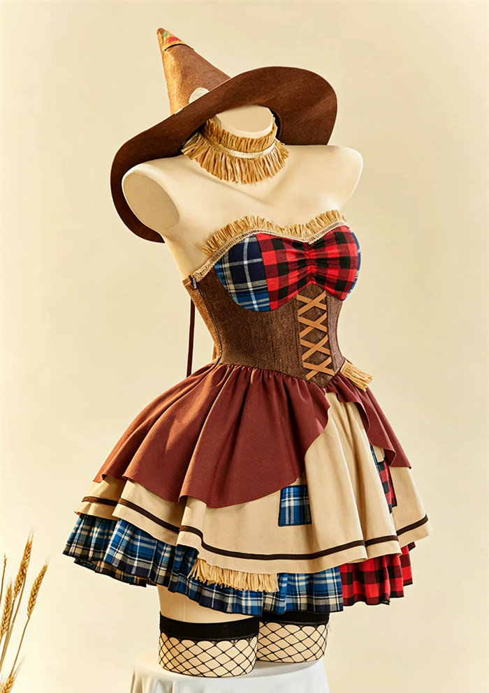 Bbunny Cute Backless Scarecrow Halloween Costume Dress