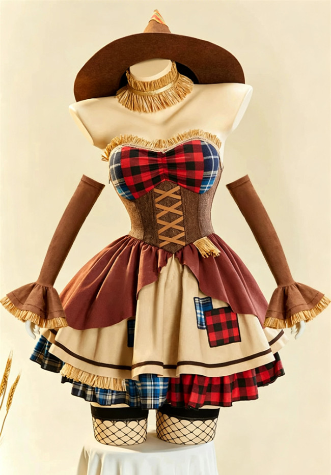 Bbunny Cute Backless Scarecrow Halloween Costume Dress