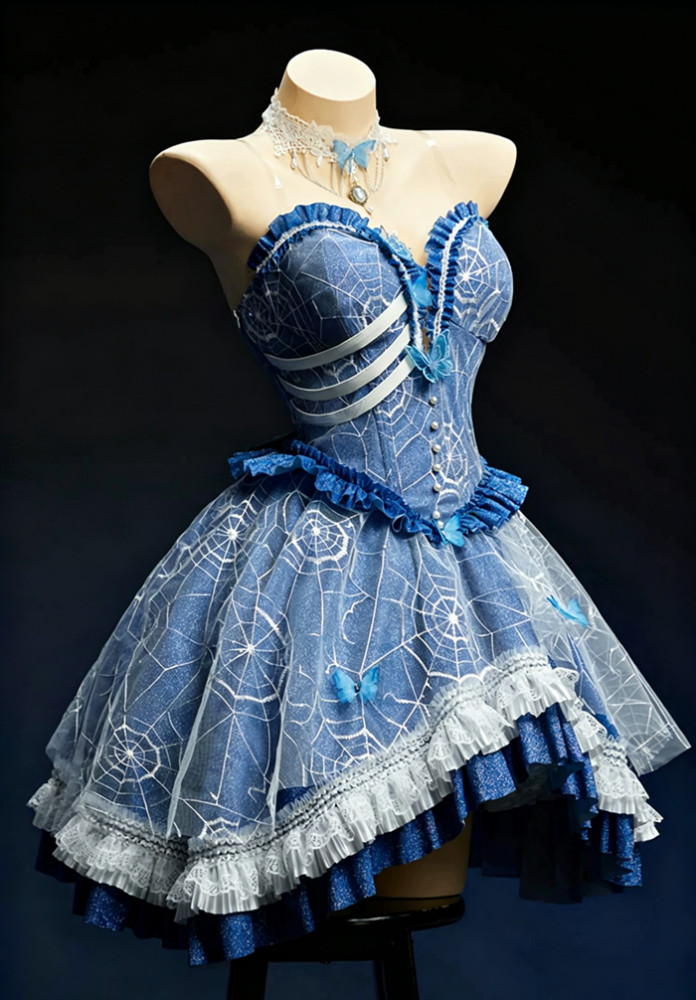 Bbunny Derivative Emily Zombie Bride Halloween Costume Blue Gothic Dress