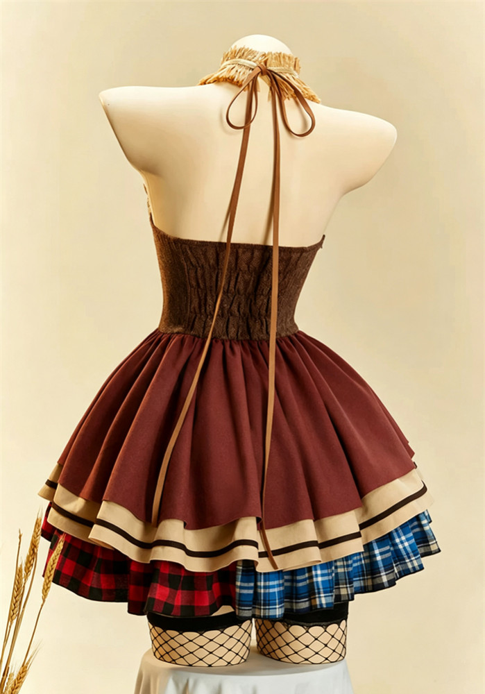 Bbunny Cute Backless Scarecrow Halloween Costume Dress